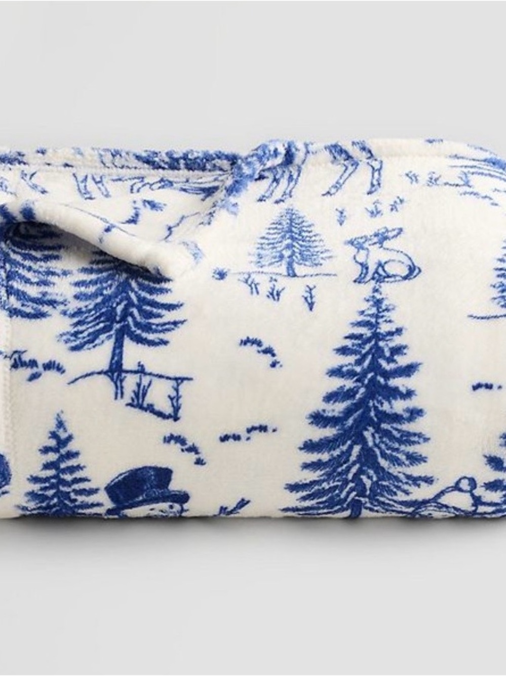 The Big One Blue and White Holiday Fleece Throw Blanket